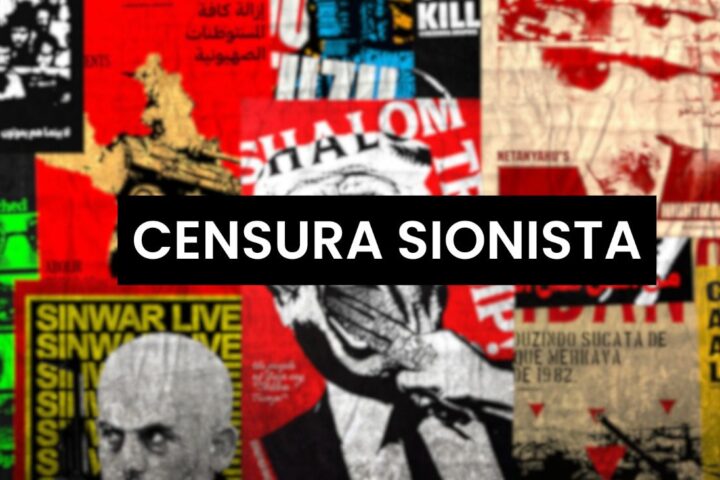 Pôsteres do artista Nicolas Bezerra, perseguido pelo lobby sionista, (Foto: Reprodução)